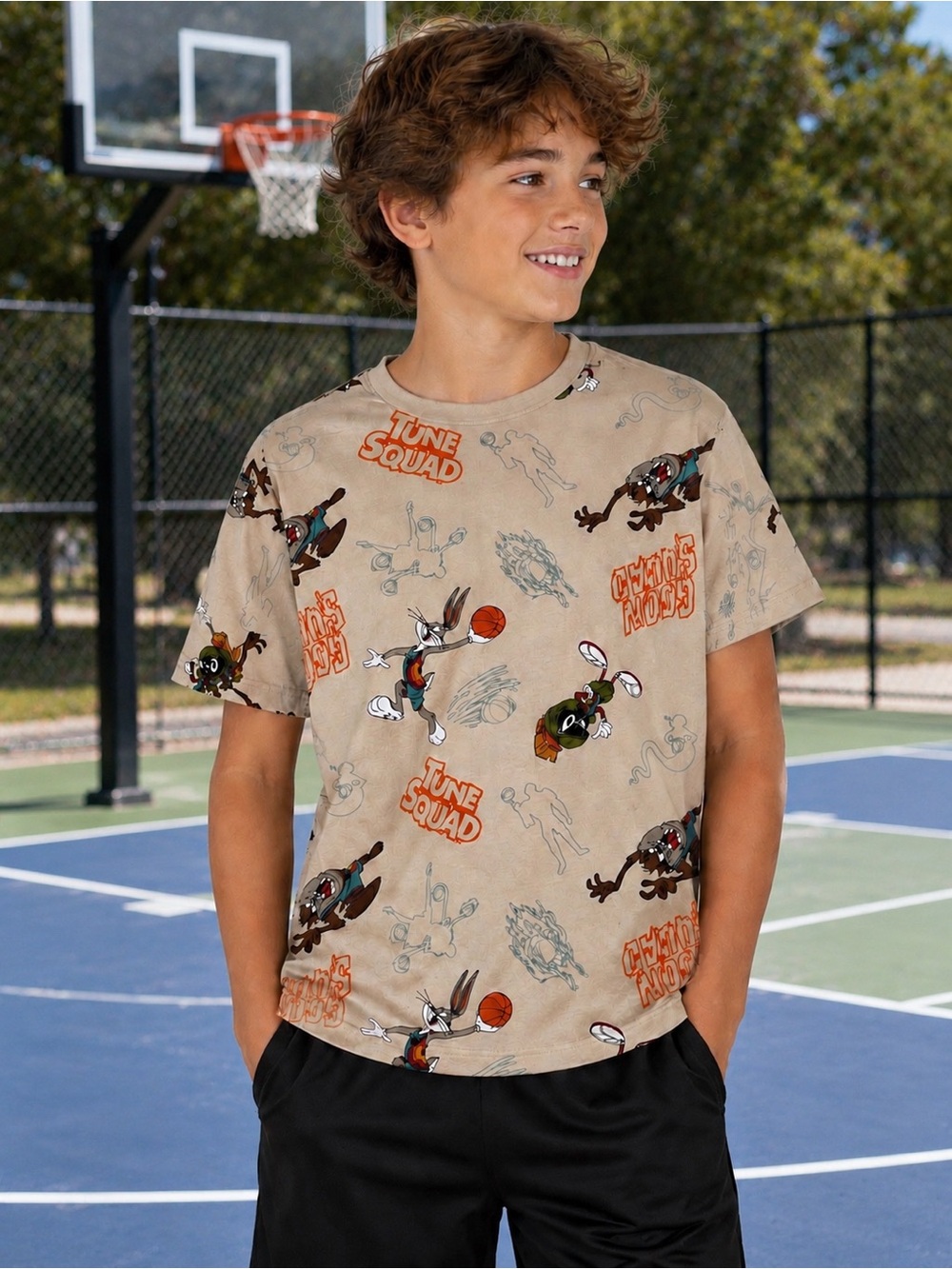 Space Jam: A New Legacy Tune Squad All-Over Print Boys T-Shirt – Size Large